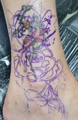 decalque de cobertura de tatuagem -  rosas feitas pelo mestre lenk